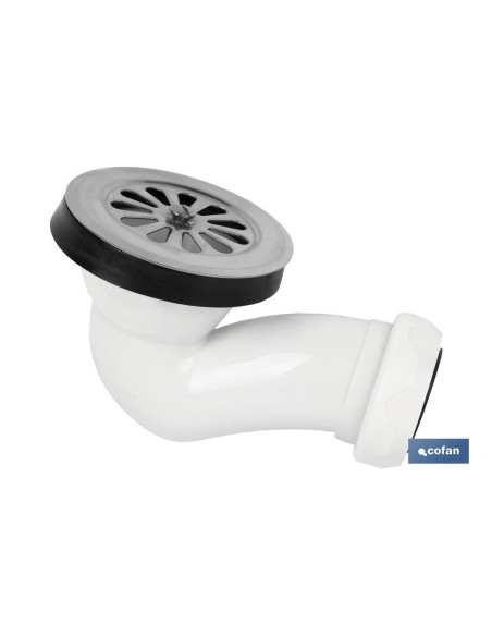 VÁLVULA SIFÓNICA PLATO DE DUCHA Ø60 CON SALIDA Ø32-40 Y REJILLA INOX.