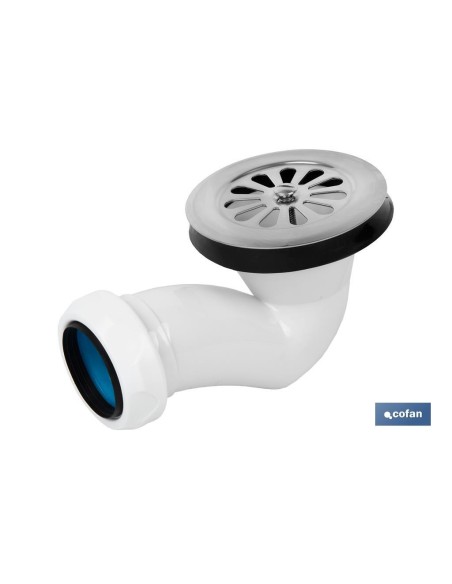 VÁLVULA SIFÓNICA PLATO DE DUCHA Ø60 CON SALIDA Ø32-40 Y REJILLA INOX.