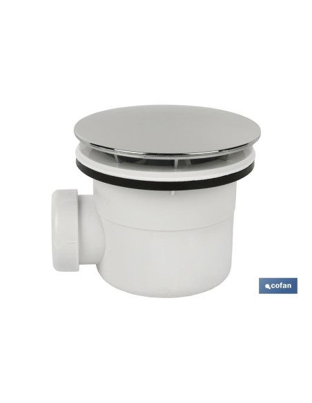 VÁLVULA SIFÓNICA PLATO DE DUCHA Ø60 MM CON SALIDA Ø32-40 MM Y EMBELLECEDOR CROMADO