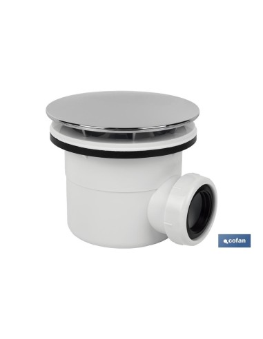 VÁLVULA SIFÓNICA PLATO DE DUCHA Ø60 MM CON SALIDA Ø32-40 MM Y EMBELLECEDOR CROMADO