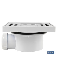 VÁLVULA SIFÓNICA SUMIDERO 146X146 MM CON SALIDA Ø32-40 MM Y TAPA ACERO INOX.