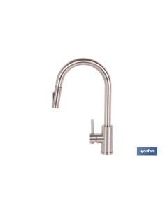 GRIFO DE COCINA DE ACERO INOX. CON MANGUERA EXTENSIBLE Y 2 FUNCIONES 400 X 220 X 54 MM