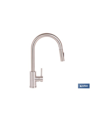 GRIFO DE COCINA DE ACERO INOX. CON MANGUERA EXTENSIBLE Y 2 FUNCIONES 400 X 220 X 54 MM