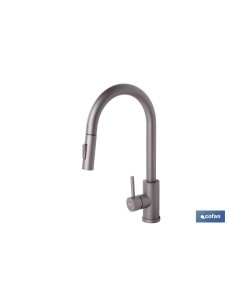 GRIFO DE COCINA ANTRACITA DE ACERO INOX. CON MANGUERA EXTENSIBLE Y 2 FUNCIONES 400 X 220 X 54 MM