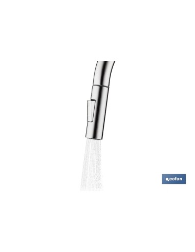GRIFO DE COCINA ANTRACITA DE ACERO INOX. CON MANGUERA EXTENSIBLE Y 2 FUNCIONES 400 X 220 X 54 MM
