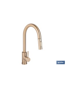 GRIFO DE COCINA CEPILLADO DORADO DE ACERO CON MANGUERA EXTENSIBLE Y 2 FUNCIONES 400 X 220 X 54 MM 2