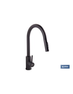GRIFO DE COCINA DE ACERO NEGRO CON MANGUERA EXTENSIBLE Y 2 FUNCIONES 390 X 250 X 54 MM