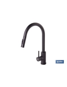 GRIFO DE COCINA DE ACERO NEGRO CON MANGUERA EXTENSIBLE Y 2 FUNCIONES 390 X 250 X 54 MM 2
