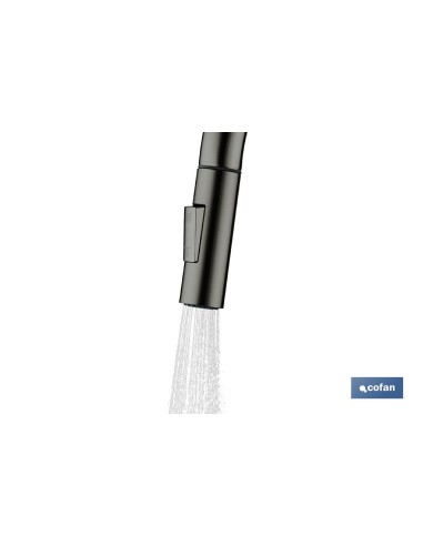 GRIFO DE COCINA DE ACERO NEGRO CON MANGUERA EXTENSIBLE Y 2 FUNCIONES 390 X 250 X 54 MM