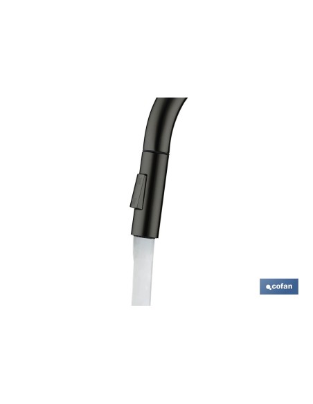 GRIFO DE COCINA DE ACERO NEGRO CON MANGUERA EXTENSIBLE Y 2 FUNCIONES 390 X 250 X 54 MM