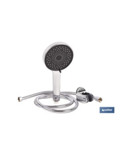 KIT DE DUCHA REDONDA CROMADO CON 3 FUNCIONES 125 X 280 MM