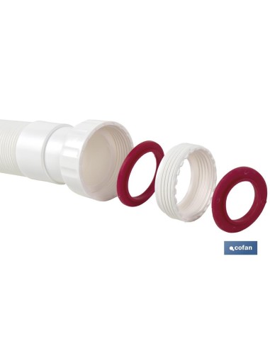 TUBO FLEXIBLE BLANCO 1 1/2 CON REDUCTOR 1 1/4 Ø32-40 330-690 MM
