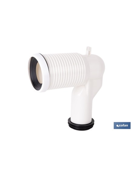 MANGUITO DE CONEXIÓN ACODADO 90° RECORTABLE PARA INODORO CON GOMA LABIADA Ø110 MM