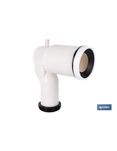 MANGUITO DE CONEXIÓN ACODADO 90° RECORTABLE PARA INODORO CON GOMA LABIADA Ø110 MM
