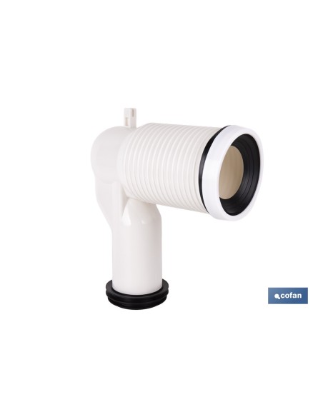 MANGUITO DE CONEXIÓN ACODADO 90° RECORTABLE PARA INODORO CON GOMA LABIADA Ø110 MM