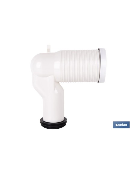 MANGUITO DE CONEXIÓN ACODADO 90° RECORTABLE PARA INODORO CON GOMA LABIADA Ø110 MM