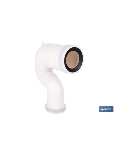 MANGUITO DE CONEXIÓN ACODADO 45° RECORTABLE PARA INODORO CON GOMA LABIADA Ø110 MM