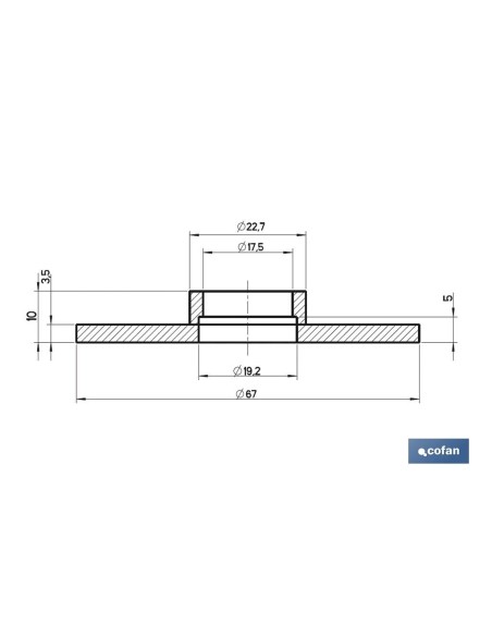 GOMA Ø19,2 x Ø67 x 3,5 MM CIERRE CON CUELLO PARA DESCARGADOR CISTERNA BAJA