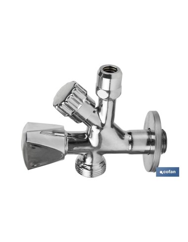 VÁLVULA DE ESCUADRA 1/2 x 3/4 x 3/8 MODELO COMBI