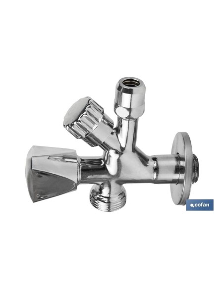 VÁLVULA DE ESCUADRA 1/2 x 3/4 x 3/8 MODELO COMBI