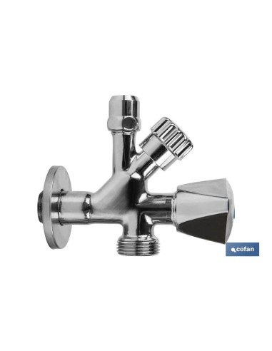VÁLVULA DE ESCUADRA 1/2 x 3/4 x 3/8 MODELO COMBI