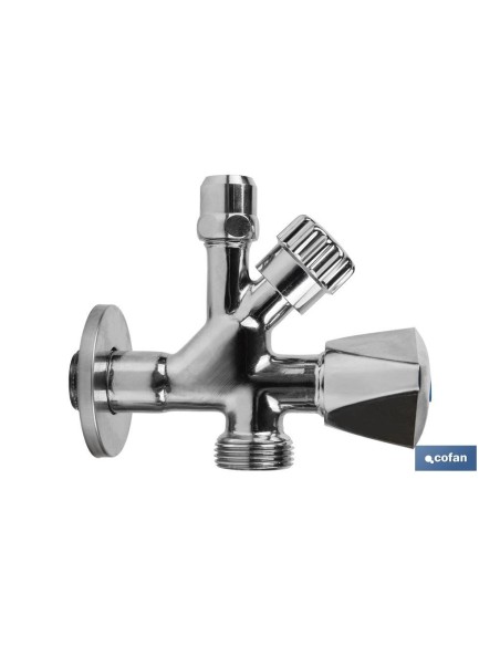 VÁLVULA DE ESCUADRA 1/2 x 3/4 x 3/8 MODELO COMBI