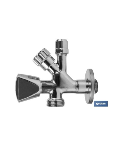 VÁLVULA DE ESCUADRA 1/2 x 3/4 x 3/8 MODELO COMBI