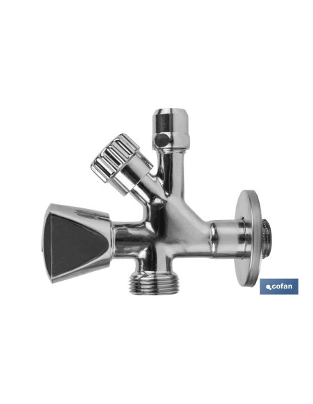 VÁLVULA DE ESCUADRA 1/2 x 3/4 x 3/8 MODELO COMBI