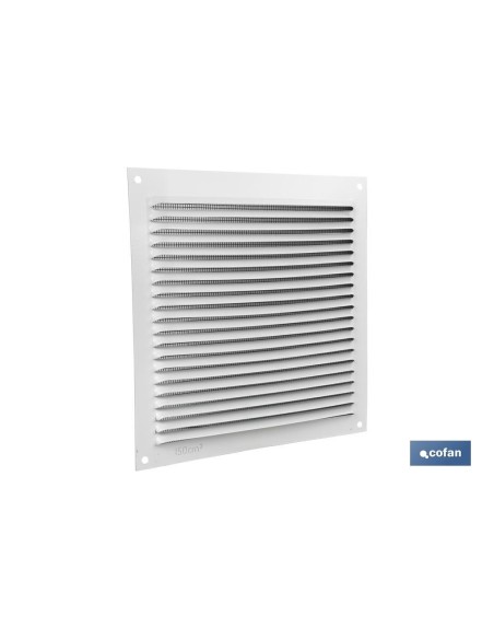 REJILLA DE VENTILACIÓN ALUMINIO BLANCO CON MOSQUITERA 17 X 17 CM