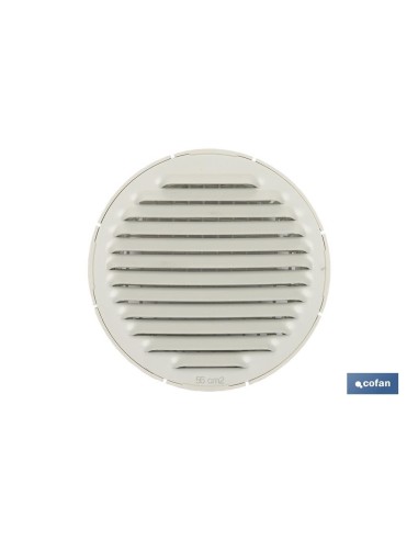 REJILLA DE VENTILACIÓN ALUMINIO-ABS BLANCO PARA EMPOTRAR A TUBO Ø12 CM