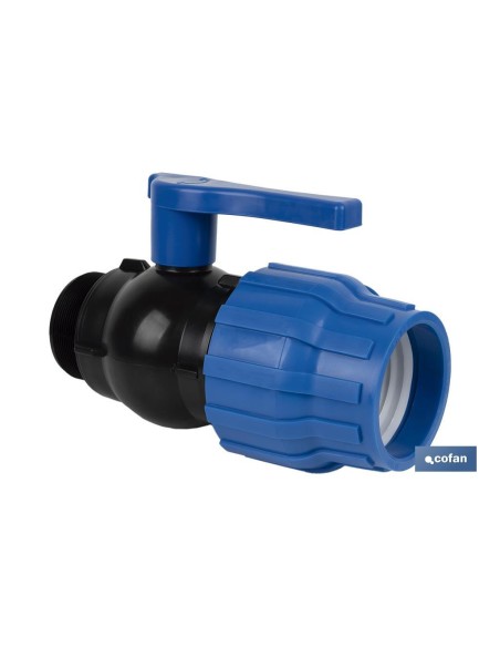 ENLACE VÁLVULA DE BOLA ROSCA MACHO PP PN16 20 x 1/2