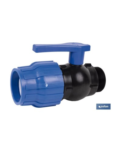 ENLACE VÁLVULA DE BOLA ROSCA MACHO PP PN16 25 x 3/4 VENTA UNITARIA