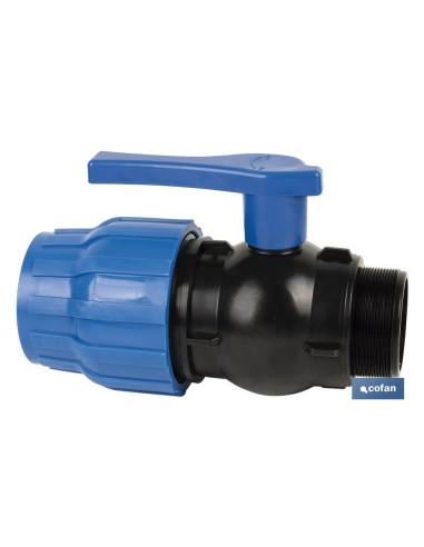 ENLACE VÁLVULA DE BOLA ROSCA MACHO PP PN16 32 x 1 VENTA UNITARIA