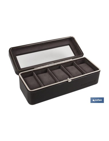 CAJA GUARDA RELOJES 5 UDS PIEL NEGRA