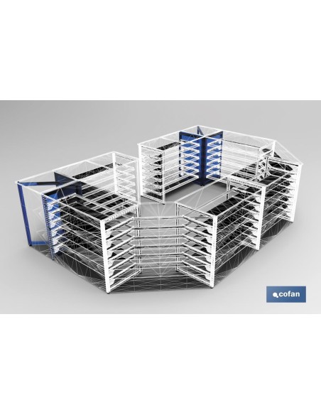 MARCO MOSTRADOR TRIPLE PARA RINCON 90º -525x525x920mm