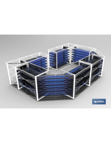 BANDEJA 1000X400 MM + 2 CARTELAS 400 MM CON TOPE TRASERO