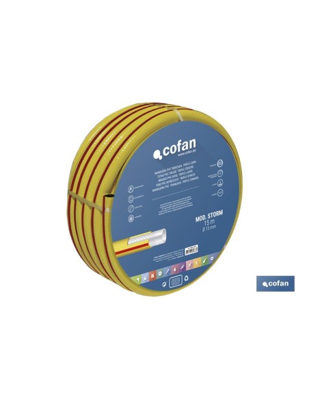 MANGUERA PVC MODELO STORM 3C TRENZADA Ø15X15 m