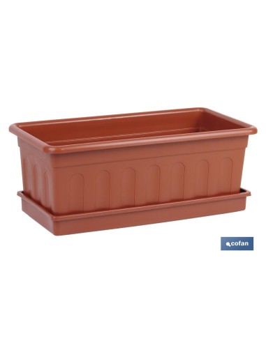 JARDINERA MARRON MODELO AZAHAR 60 X 22 X 15 + PLATO 60 X 22 CM