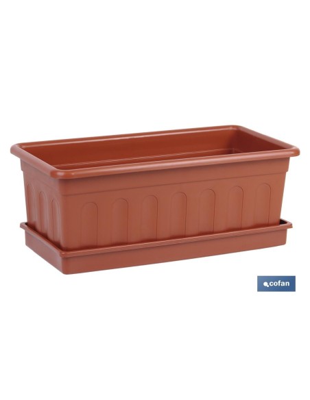 JARDINERA MARRON MODELO AZAHAR 60 X 22 X 15 + PLATO 60 X 22 CM