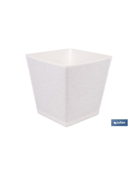 MACETA O MACETERO GAMA TEXTIL CUADRADA COLOR BLANCO PP 298 X 298 X 300 MM 18 L