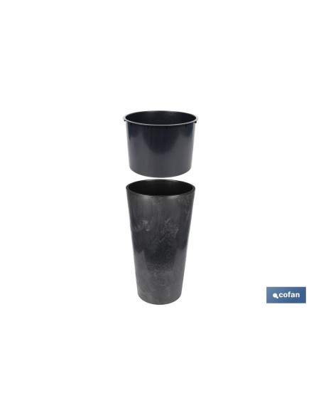 MACETERO 2 EN 1 FORMA CÓNICA CON DEPÓSITO COLOR NEGRO PP Ø 255 X 466 MM 9,5 L