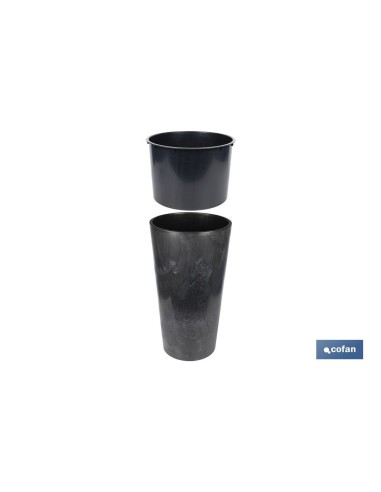 MACETERO 2 EN 1 FORMA CÓNICA CON DEPÓSITO COLOR NEGRO PP Ø 295 X 571 MM 12,5 L