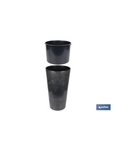 MACETERO 2 EN 1 FORMA CÓNICA CON DEPÓSITO COLOR NEGRO PP Ø 409 X 750 MM 29,5 L