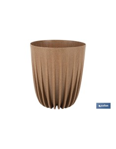 MACETA CON FILTRO DE DRENAJE A RAYAS COLOR MARRÓN WPC Ø 190 X 226 MM 2,4 L venta unitaria