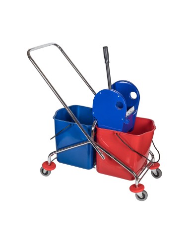 CARRO NIQUELADO 2 SERV. MOD.B043 CHASIS METAL+ 2 CUBOS 30L+ESCURRIDOR