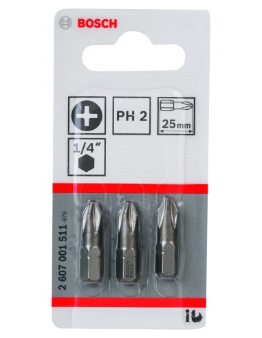 PUNTA PH2 EXTRADURA C: 25 MM: 3 UDS