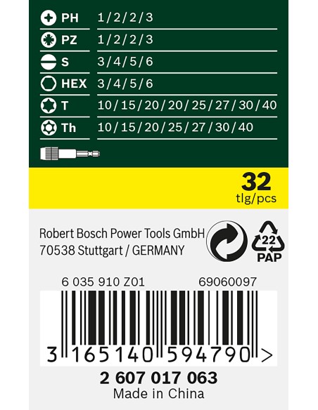 PUNTAS ATORNILLAR SET DE 32 UDS.