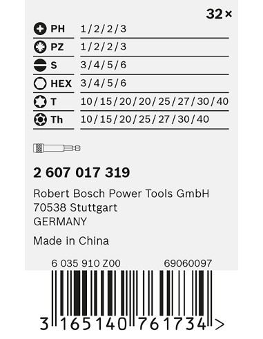 PUNTAS PH.PZ.S.H.T.TH: SET 32 UDS