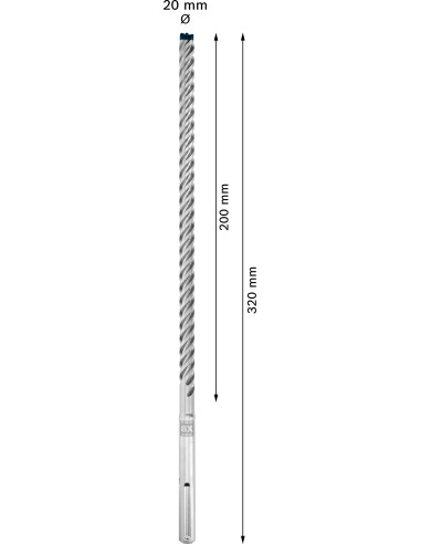 BROCA SDS MAX-8X CABEZA MACIZA, 4 CORTES: 18X 400 X 540