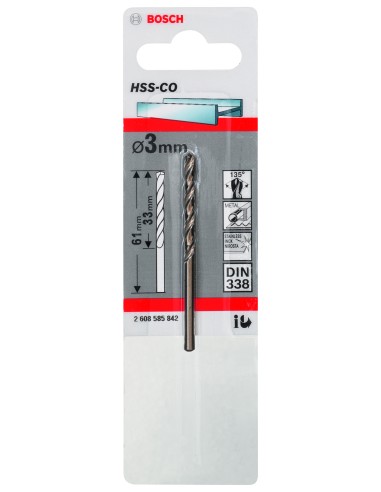 BROCA BOSCH METAL HSS-CO 3,0X61MM.STAND